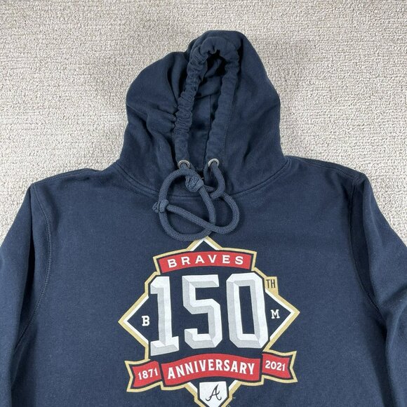 47 Brand Atlanta Braves 150th Anniversary Hoodie Blue Men’s Size Medium - Picture 2 of 7